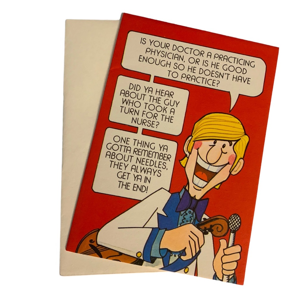 VTG Joke Humor Gag Doctor Get Well Greeting Card Made in Canada 6450